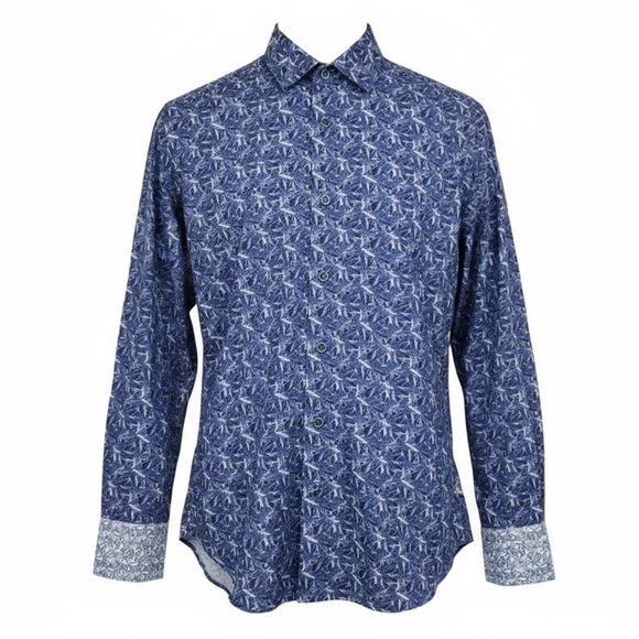 Robert Graham Ellicott Blue Abstract Print Button Down Shirt Men’s Small Cotton - Picture 1 of 16
